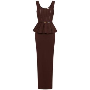 Elisabetta Franchi, Dames, Jurken, Bruin, Maat: S Viscose,
