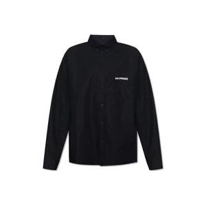 Balenciaga Zwarte loszittende shirt met knoopsluitingen , Black , Heren , Maat: M