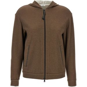 Brunello Cucinelli, Dames, Sweatshirts & Hoodies, Bruin, Maat: M Katoen,