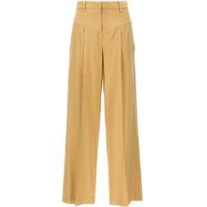 Isabel Marant, Dames, Broeken, Beige, Maat: S Leer,