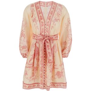 Zimmermann, Dames, Jurken, Roze, Maat: XS Linnen,