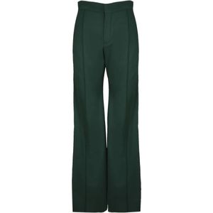 Chloé Zijden Canvas Wijde Pijp Broek , Green , Dames , Maat: 2XS