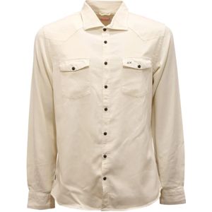 Sun68, Heren, Overhemden, Wit, Maat: L Gabardine,