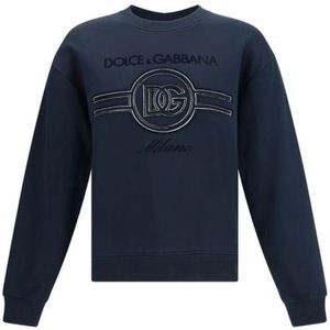 Dolce & Gabbana, Heren, Sweatshirts & Hoodies, Blauw, Maat: XL Jersey,