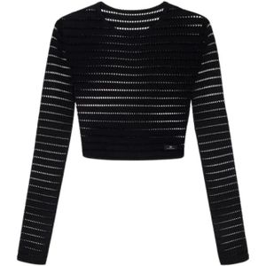 Elisabetta Franchi, Dames, Truien, Zwart, Maat: S Viscose,