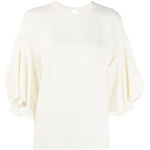 Valentino, Dames, Blouses & Shirts, Wit, Maat: S Zijde,