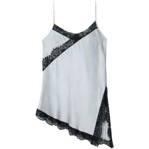 Oltre, Dames, Tops, Grijs, Maat: M Satijn,