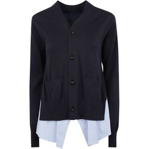 Sacai, Dames, Truien, Blauw, Maat: M Wol,