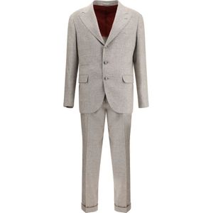 Brunello Cucinelli, Heren, Pakken, Grijs, Maat: L Zijde,