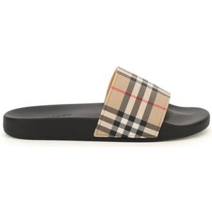 Burberry Tartan Print Rubber Slippers , Beige , Heren , Maat: 36 EU