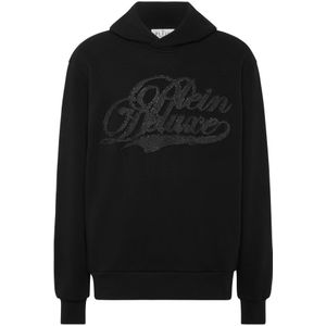 Philipp Plein, Heren, Sweatshirts & Hoodies, Zwart, Maat: M Katoen,