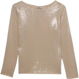 Oltre, Dames, Tops, Beige, Maat: S Katoen,