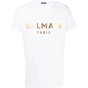 Balmain Stijlvol T-shirt in zwart , White , Heren , Maat: 2XL