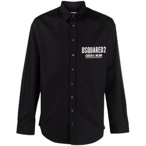 Dsquared2, Heren, Overhemden, Zwart, Maat: S