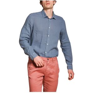 Mason's, Heren, Overhemden, Blauw, Maat: XL Linnen,