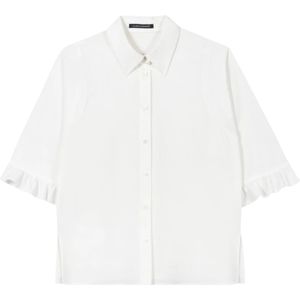Luisa Cerano, Dames, Blouses & Shirts, Wit, Maat: S Katoen,