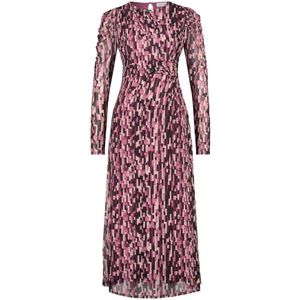 Fabienne Chapot - Pleated Sleeve Midi Jurk - Roze - Mesh Polyester