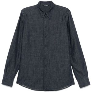 Dolce & Gabbana, Heren, Overhemden, Blauw, Maat: M Denim,