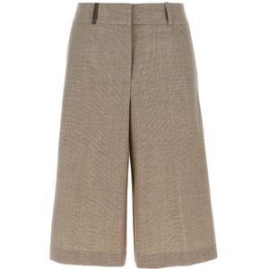 Peserico, Dames, Korte broeken, Beige, Maat: M Wol,