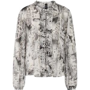 Marc Cain - Gedrukte Ruches Blouse - Grijs - Dames