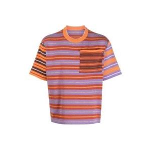 Jacquemus Multicolor Gestreept T-Shirt , Orange , Heren , Maat: M