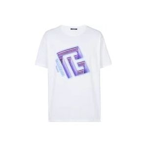 Balmain Neon logo T-shirt , White , Heren , Maat: 2XL