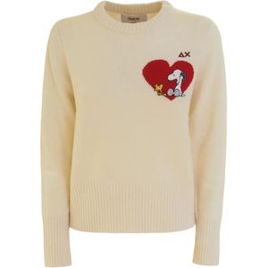 Sun68, Dames, Truien, Wit, Maat: M Wol,