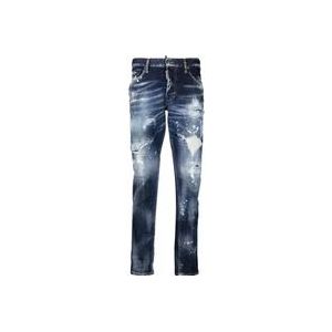 Dsquared2 Donkere Distressed Regular Fit Jeans , Blue , Heren , Maat: XS