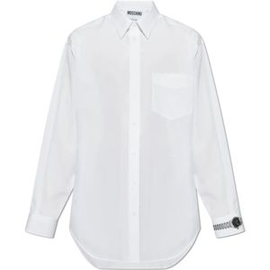 Moschino, Heren, Overhemden, Wit, Maat: M Katoen,