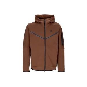 Nike Lichtgewicht Zip Hoodie Tech Fleece Sportkleding , Brown , Heren , Maat: M