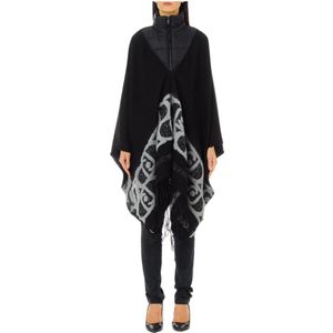 Liu Jo, Dames, Mantels, Zwart, Maat: ONE Size Wol,