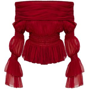 Blumarine, Dames, Blouses & Shirts, Rood, Maat: XS Zijde,