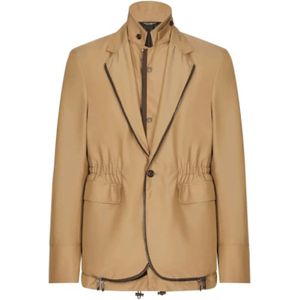 Dolce & Gabbana, Heren, Jassen, Bruin, Maat: XL Nylon,