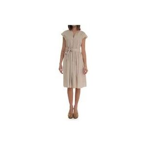 Woolrich V-hals Mini Jurk met Riem , Beige , Dames , Maat: XS