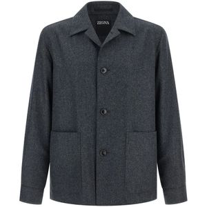 Zegna, Heren, Jassen, Grijs, Maat: M Wol,