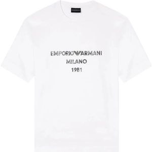 Emporio Armani, Heren, Tops, Wit, Maat: S Katoen,