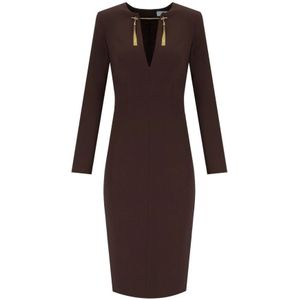 Elisabetta Franchi, Dames, Jurken, Bruin, Maat: L Satijn,