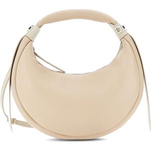 Hogan Zijdezachte Nappa Leren Hobo Tas , Beige , Dames , Maat: ONE Size