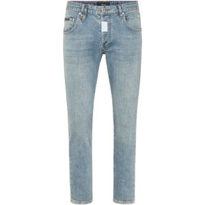 Philipp Plein - Denim Skinny Fit Broeken Hexagon - Blauw - Heren