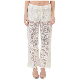 Ermanno Scervino, Dames, Broeken, Wit, Maat: XS Katoen,