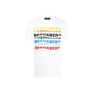 Dsquared2 Multicolor Logo Katoenen T-shirt , Multicolor , Heren , Maat: S