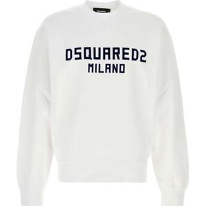 Dsquared2, Heren, Sweatshirts & Hoodies, Wit, Maat: L Katoen,