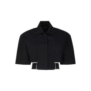 Jacquemus Zwarte korte overhemd met riem , Black , Dames , Maat: XS