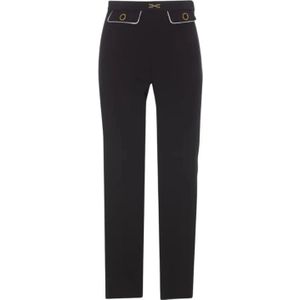 Elisabetta Franchi, Dames, Broeken, Zwart, Maat: XS Zijde,