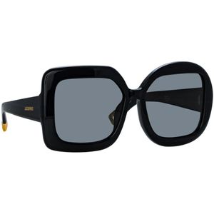 Jacquemus Vierkante Zonnebril Zwart , Black , unisex , Maat: 56 MM