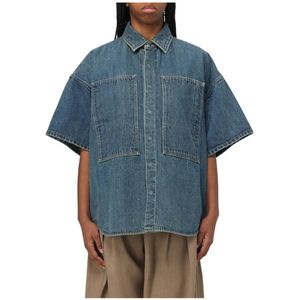 Oversized Denim Shirt - Blauw - Relaxed Fit - Korte Mouwen