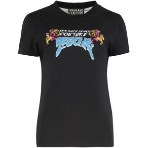 Versace Jeans Couture, Dames, Tops, Zwart, Maat: XS Katoen,