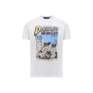 Dsquared2 Katoenen T-Shirt met Multicolor Print , White , Heren , Maat: XL