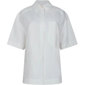 Loulou Studio, Dames, Blouses & Shirts, Beige, Maat: S Linnen,