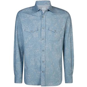 Eleventy, Heren, Overhemden, Blauw, Maat: M Katoen,